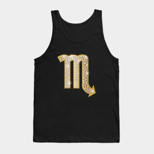 Golden and Diamonds Rhinestones Scorpio Zodiac Sign Tank Top